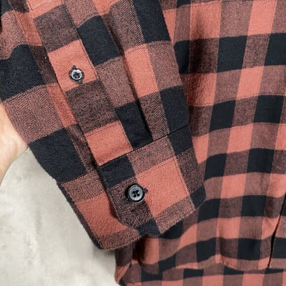 VINCE Flannel Shirt Mens Medium Buffalo Check Plaid Button Up Long Sleeve - Picture 6 of 13